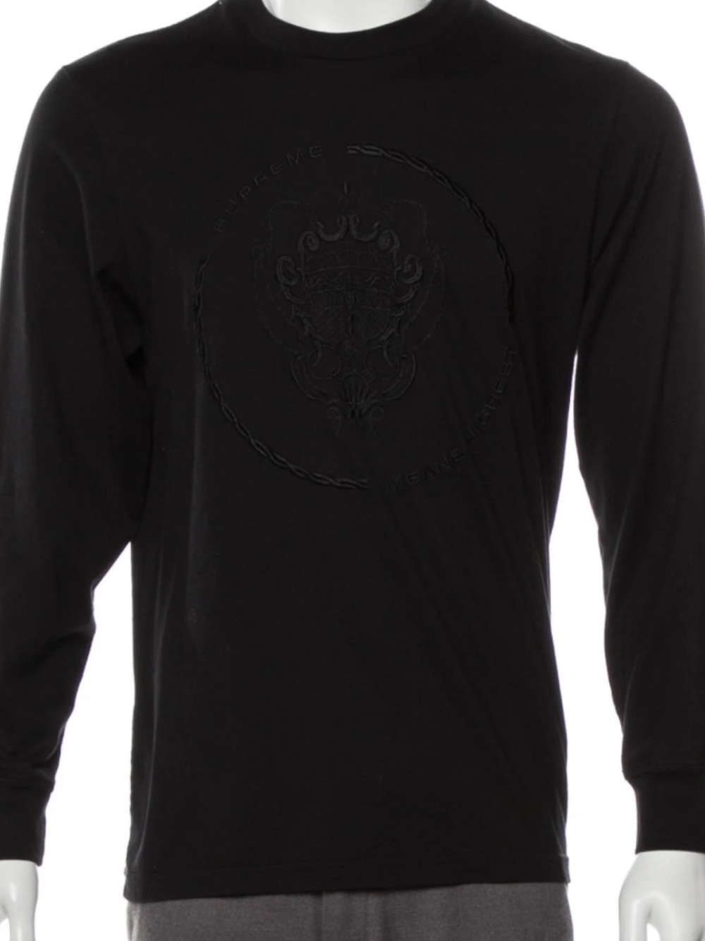 Supreme “Means Highest” Black Embroidered Long Sleeve - LIKE NEW - Medium